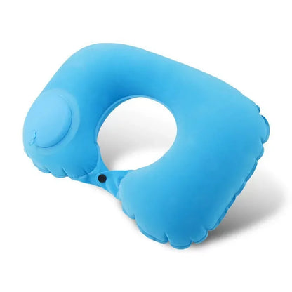 Car Portable Neck Protection U-shaped Compression Inflatable Pillow, Outdoor Nap, Camping, Travel Flocking PVC Airplane Pillow