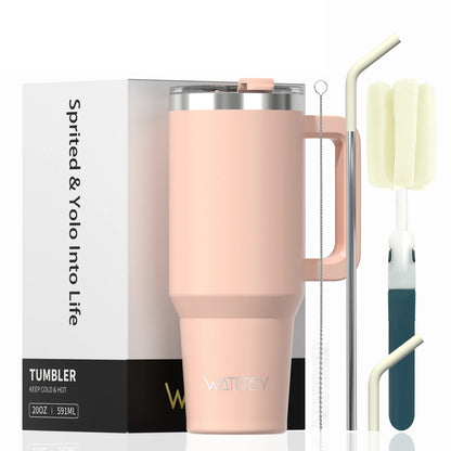 WATERSY Large Capacity 30/40oz Stainless Steel Tumbler with Handle And Straw Double Vacuum Insulated Thermal Coffee Mug