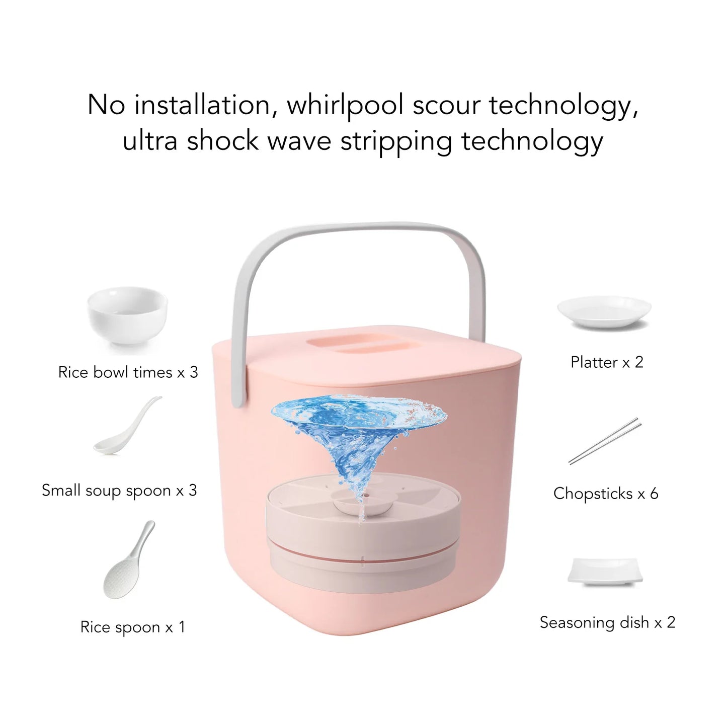Mini Dishwasher 18W 8.5V 2A 2000mah Portable Countertop Dishwasher Multifunctional Dishwasher for Dishware Fruit Vegetable