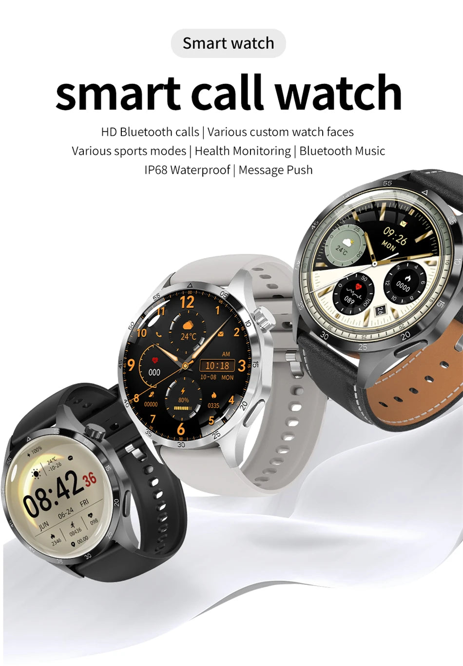 2025 New Smart Watch Men Watch 4 Pro1.53 inch AMOLED HD Screen BT Call GPS sports NFC Health Monitoring Smartwatch Mens Watch