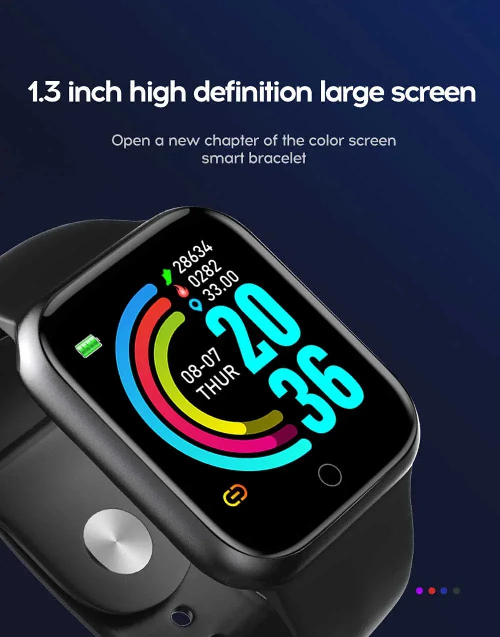 Smart Watch Y68: Color Screen Fitness Tracker w/ Step Count, 12 Sports Modes, Notification Reminder, Camera/Music Remote
