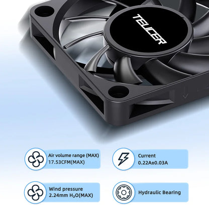 Teucer UT-6010 6cm DC 12V 3Pin Cooling Fan with Big 4Pin Power Supply Hydraulic Bearing 3500 RPM Computer PC CPU Case Ventilator