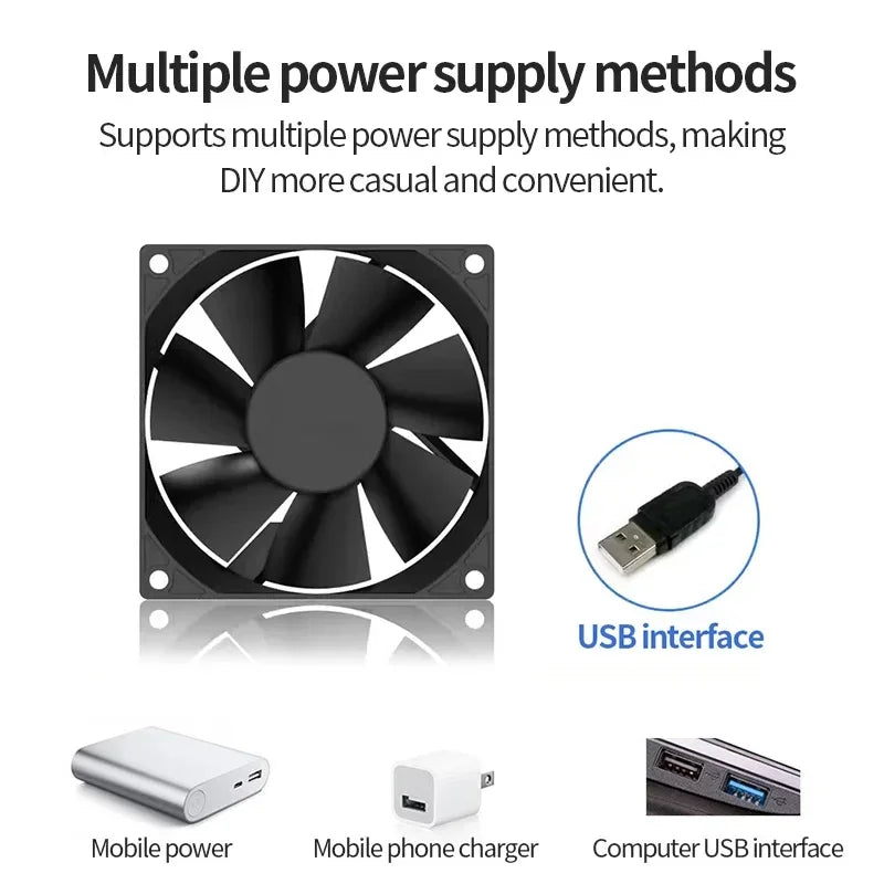 LDPCSJ USB Cooling Fan 8CM/12CM/14CM 800-1800RPM with USB Port Power Supply for Desktop Computer