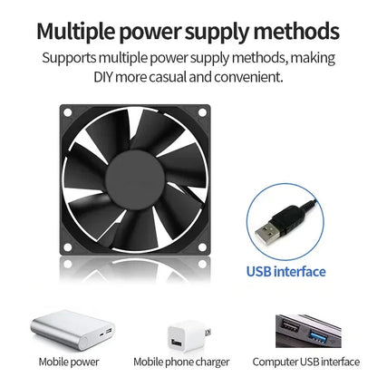 LDPCSJ USB Cooling Fan 8CM/12CM/14CM 800-1800RPM with USB Port Power Supply for Desktop Computer
