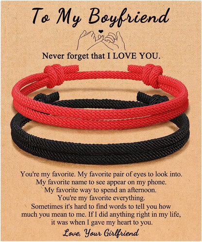 Couples Bracelets To My Men, Boyfriend, Girlfriend, My Love - Anniversary Valentines Day Birthday Christmas Gift for Him and Her