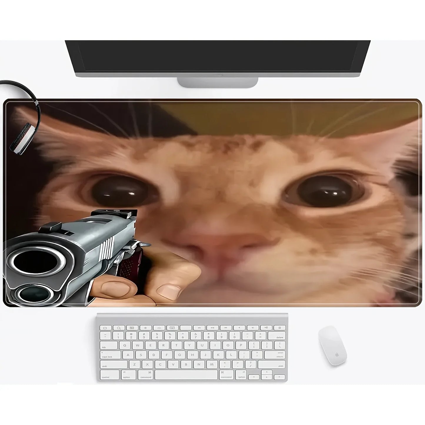 Creative Cat Meme Mouse Pad New Large Non-Slip Rubber Desk Mat with Stitched Edge Durable Washable Keyboard Pads for Office Home