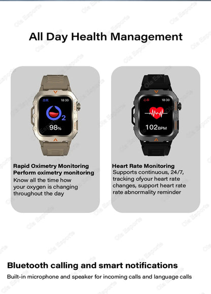 Smart Watch With Flashlight Function, Wireless Calls, Health Monitor，Message Reminders, Suitable For Iphone And Android Phones
