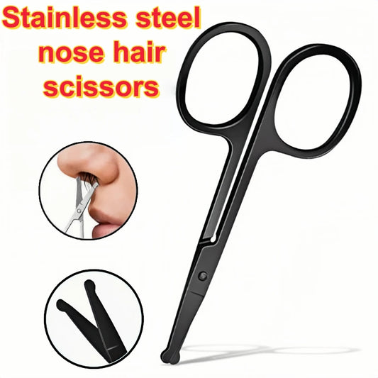 Portable Stainless Steel Facial Hair Scissors Rounded Safety Scissor for - Nose Eyebrows Facial Hair Personal Care Trimming Tool