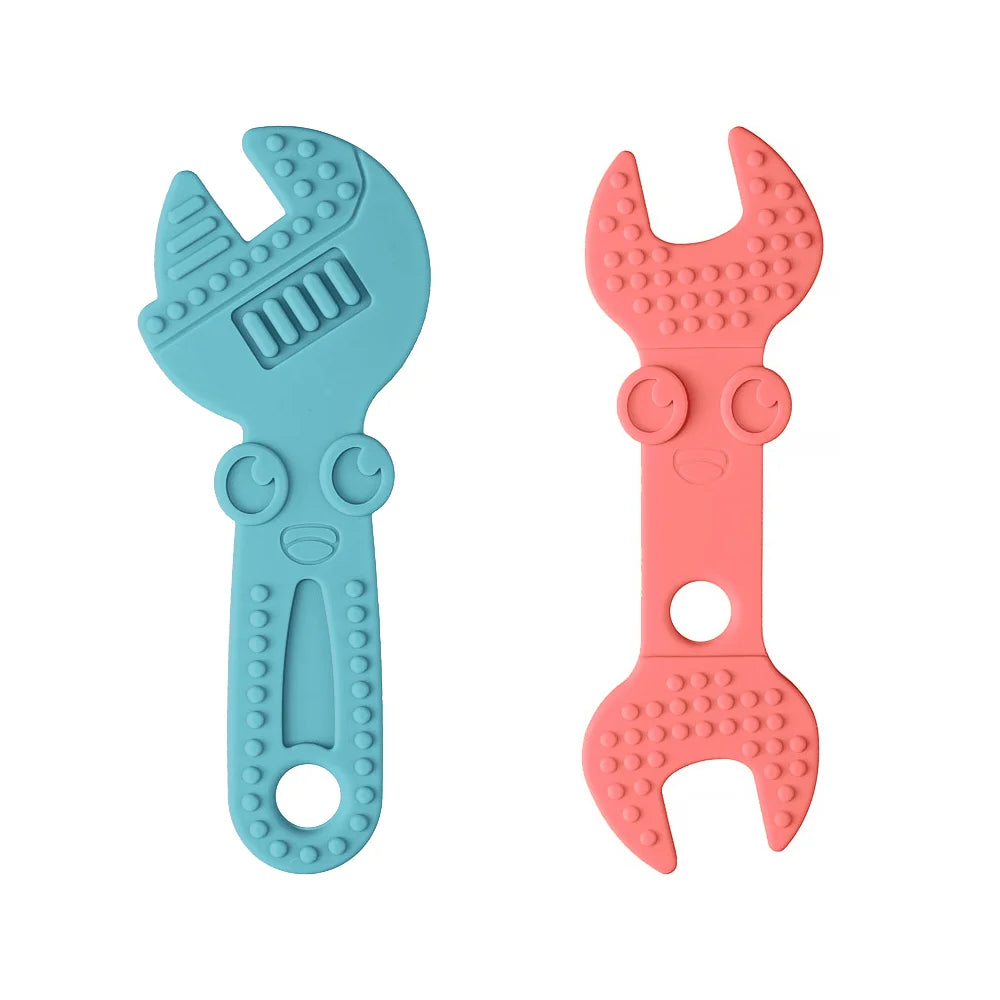 2Pcs Baby Silicone Teether Wrench Tools Baby Necklace Pendant Silicone Teether Baby Chewing Toy Kids Sensory Educational