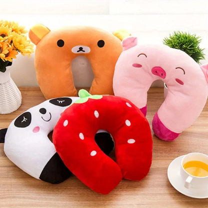 U-Shaped Neck Pillow with Cute Cartoon Animal Designs - Perfect for Travel, Camping, Airplane, and Napping - Comfort Support