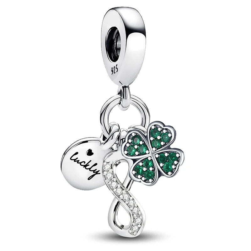 925 Sterling Silver Small Fresh Four Leaf Clover Series Charms Bead Diy Bracelet Necklace Making Gift Of High Quality Jewelry