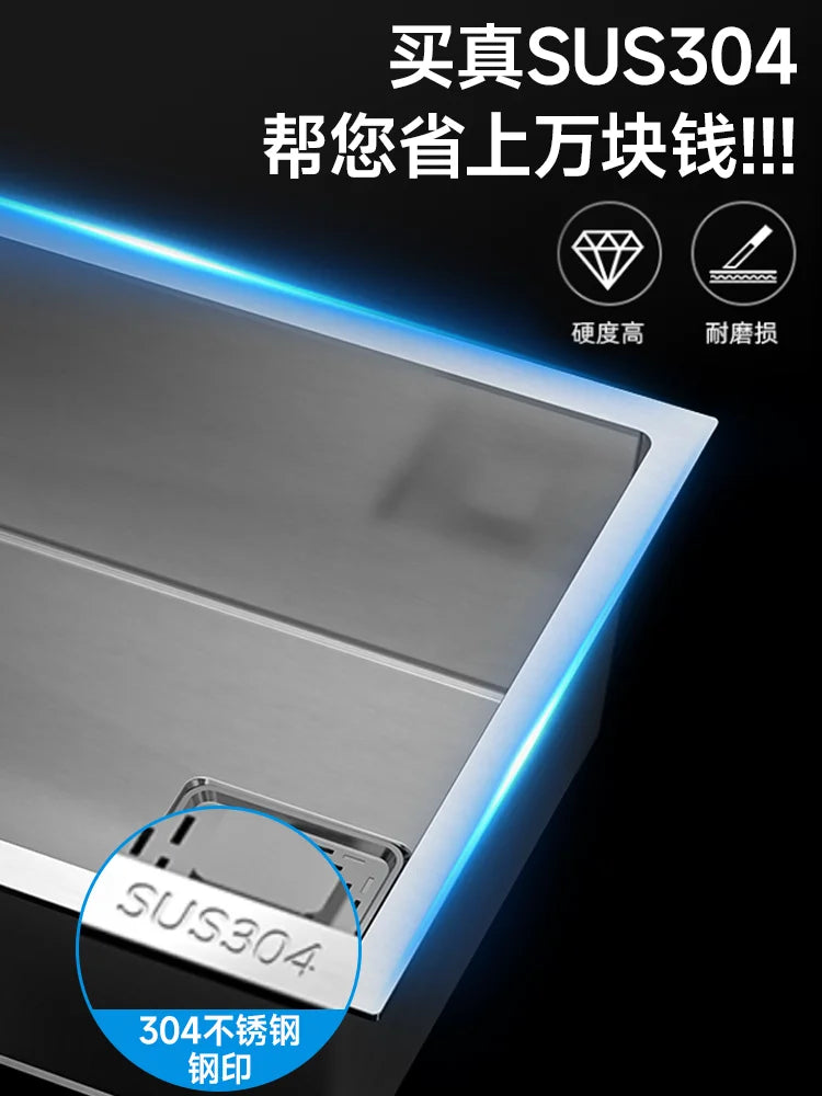 Kitchen 304 Stainless Steel Sink Vegetable Basin Large Sink Household Kitchen Vegetable Basin Countertop Dishwasher