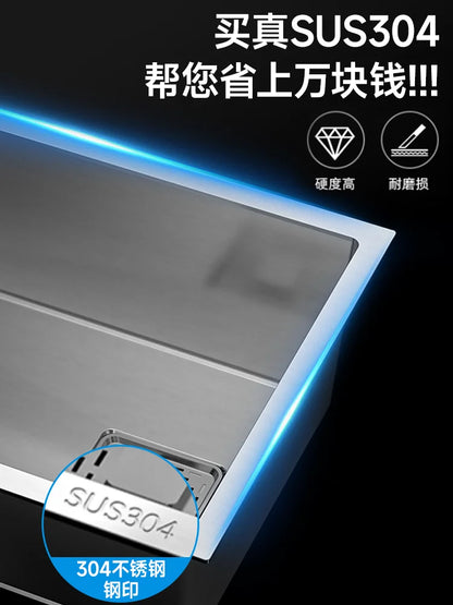 Kitchen 304 Stainless Steel Sink Vegetable Basin Large Sink Household Kitchen Vegetable Basin Countertop Dishwasher