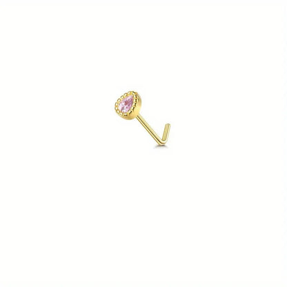 Drperfect 1Pc 22G Nose Studs L Shaped Nose Rings Studs for Women Opal CZ Heart Butterfly Nose Piercing Jewelry