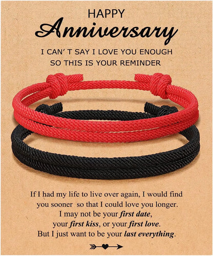 Couples Bracelets To My Men, Boyfriend, Girlfriend, My Love - Anniversary Valentines Day Birthday Christmas Gift for Him and Her