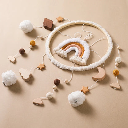 Baby Wooden Bed Bell Toys Newborn Mobiles Crib Rainbow Hanging Pendant Rattle Education Montessori Toys For Children Birth Gift