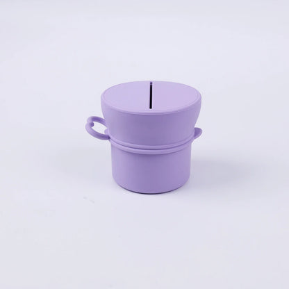 Portable Silicone Cup with Handle Food Grade Easy Clean Travel Mug BPA Free Leak Proof Drinking Cup for Outdoor Office