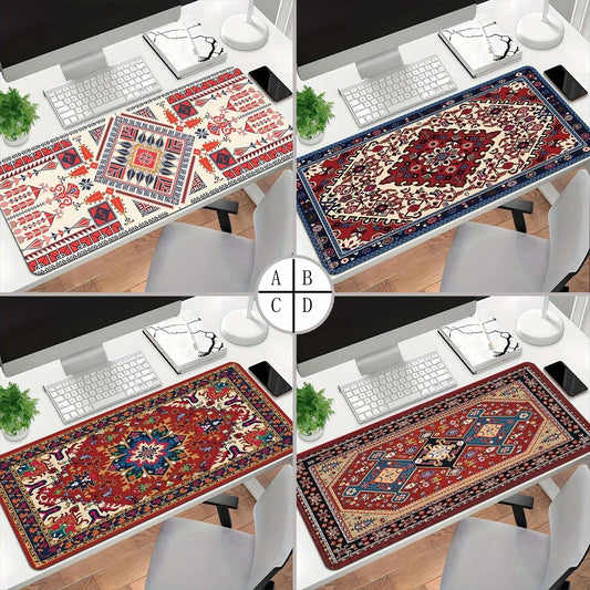 Persian Carpet Style Mouse Pad Oriental Vintage Bohemian Rug Desk Pad Miniature Mouse Mat Coaster Table Décor for Office Home