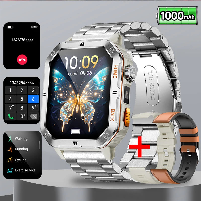 Smart Watch 2.01 Inch Screen Bluetooth Call 1000mAh Voice Assistant Watch Sport Fitness 3ATM Waterproof Smartwatch For Men 2025
