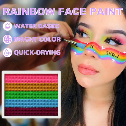 UV Glow-in-the-Dark Rainbow Water Activated Face Body Paint Fluorescent Neon for Masquerade Halloween Christmas Music Festival