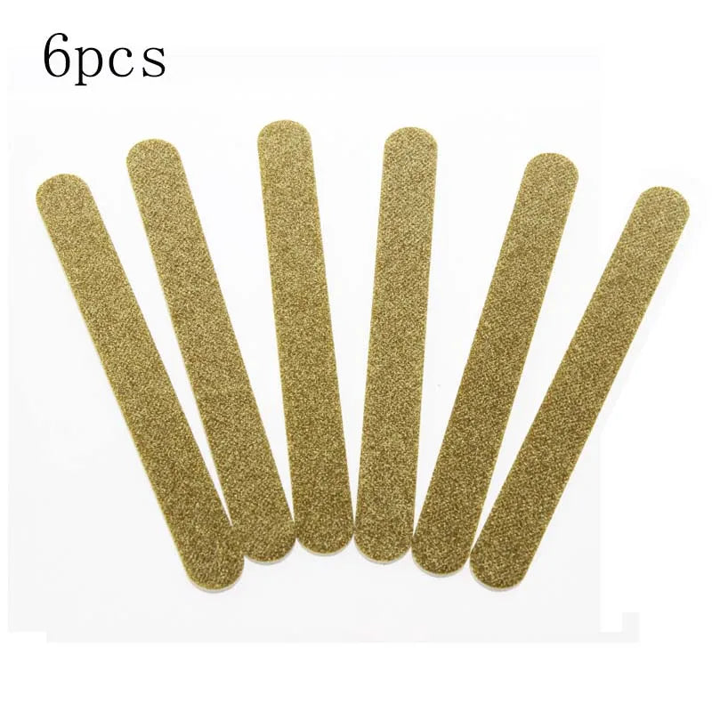 6Pcs/Set Golden Color One Side Fingernail File Cheap Wholesale Professional Glitter Nail Beauty Care Tool