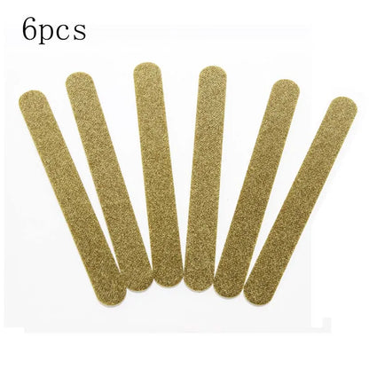 6Pcs/Set Golden Color One Side Fingernail File Cheap Wholesale Professional Glitter Nail Beauty Care Tool