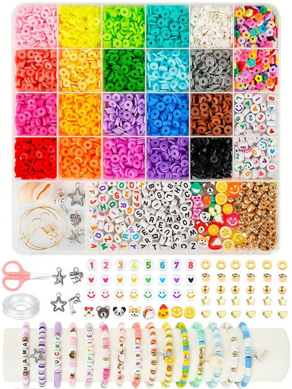 3200+pcs DIY Jewelry Making Kit for Beginner DIY Arts Crafts Gift for Women Preppy Clay Beads with Charms Friendship Bracelets