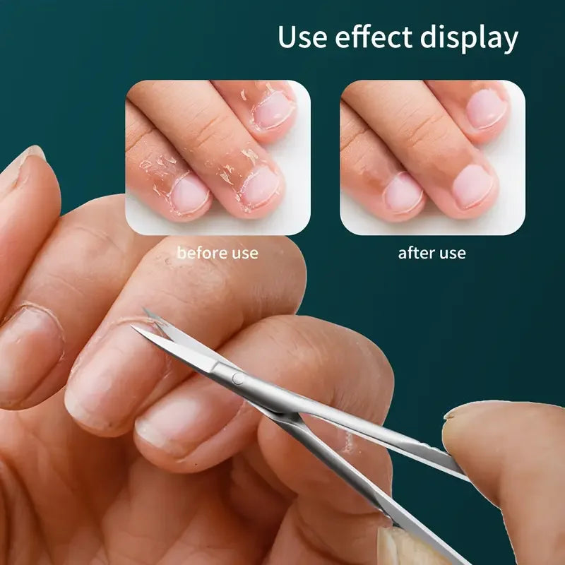 1pc Professional Nail Dead Skin Remover Stainless Steel Eyebrow Scissors Durable Curved Cross-Tail Design Nail Care Beauty Tools