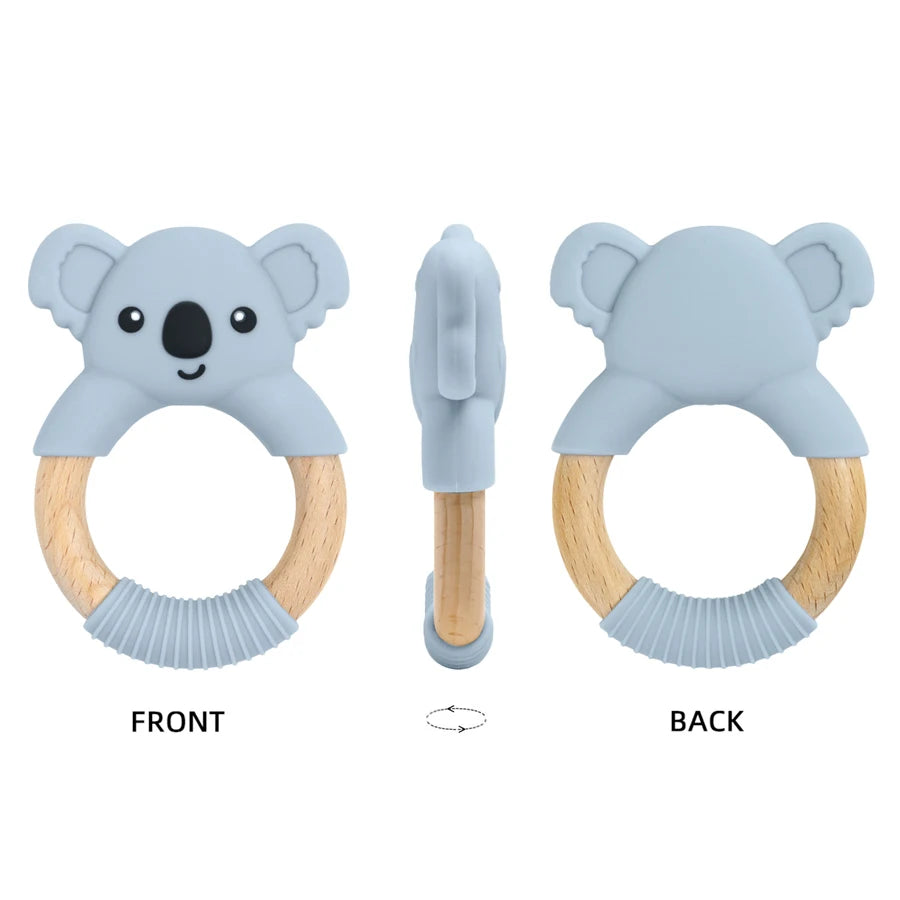 1PC BPA Free Koala Wood Ring Kids Teething Rodent Infant Baby Teether Toys Baby Gym Mobile Rattles Newborn Educational Toys