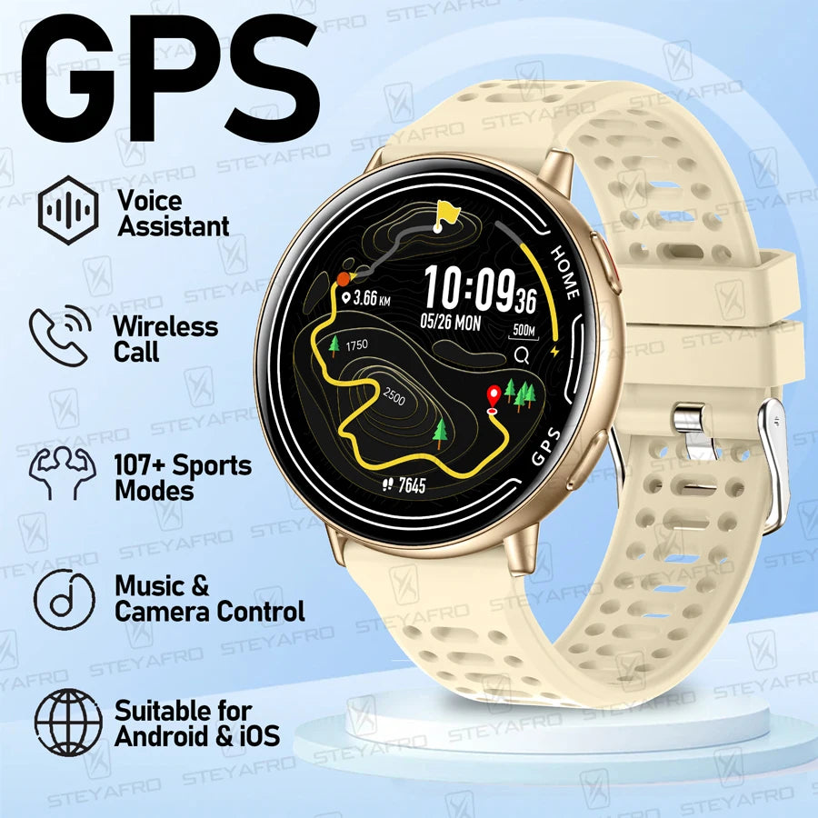Smart Watch for Men Women Built-in GPS Fitness Watch with BT Calls 100+ Sport Modes IP68 Waterproof Smartwatch for Android iOS