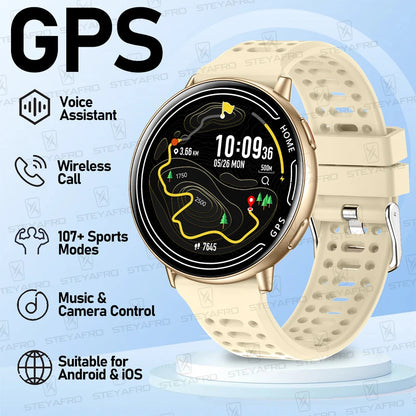 Smart Watch for Men Women Built-in GPS Fitness Watch with BT Calls 100+ Sport Modes IP68 Waterproof Smartwatch for Android iOS