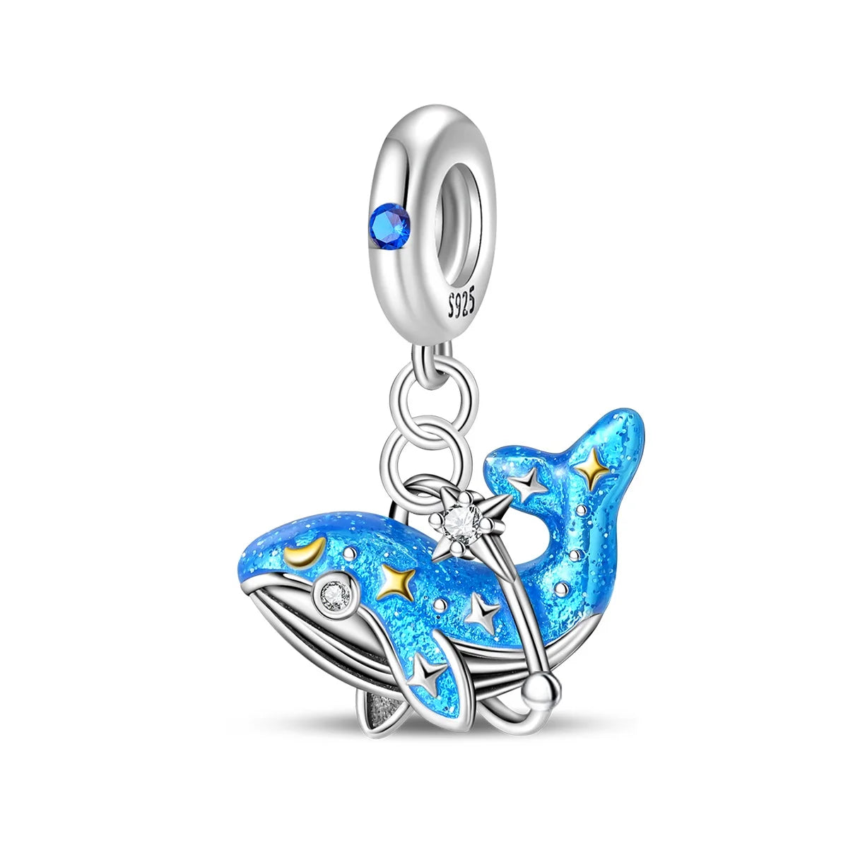 925 Sterling Silver Luminous Color-Changing Shark Dangle Charm Animals Pendant Fit Original Bracelet DIY Women Jewelry Gift