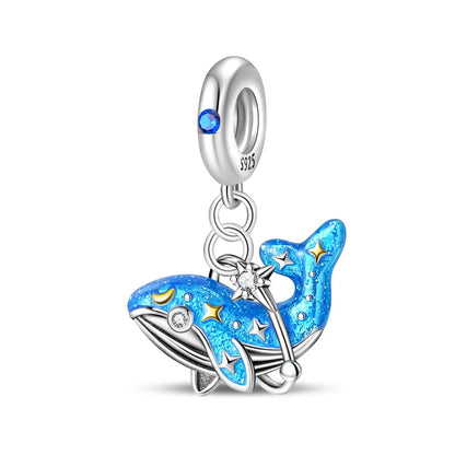 925 Sterling Silver Luminous Color-Changing Shark Dangle Charm Animals Pendant Fit Original Bracelet DIY Women Jewelry Gift