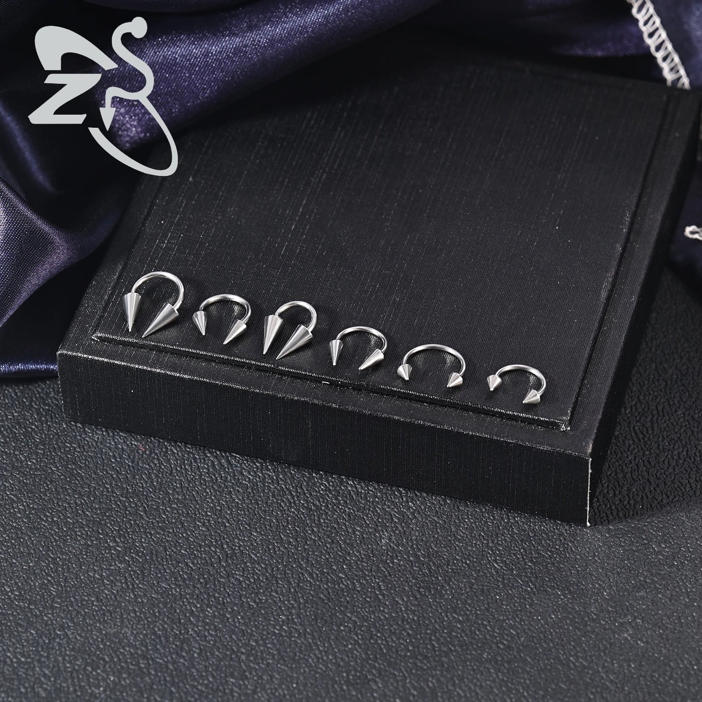 ZS 1PC 16G/18G Spike Nose Rings Stainless Steel Septum Clicker Silver Color Ear Helix Diath Internal Thread Tragus Piercing