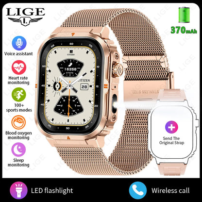 New Smart Watch For Men Women 2.01inch Large Screen Bluetooth Call LED Flashlight Sports Fitness Bracelet Waterproof Smartwatch