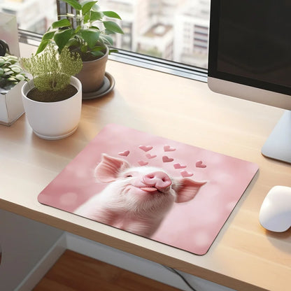 The cute pink pig mouse pad with anti-slip rubber is suitable for office and home use. It is a high-quality computer accessory
