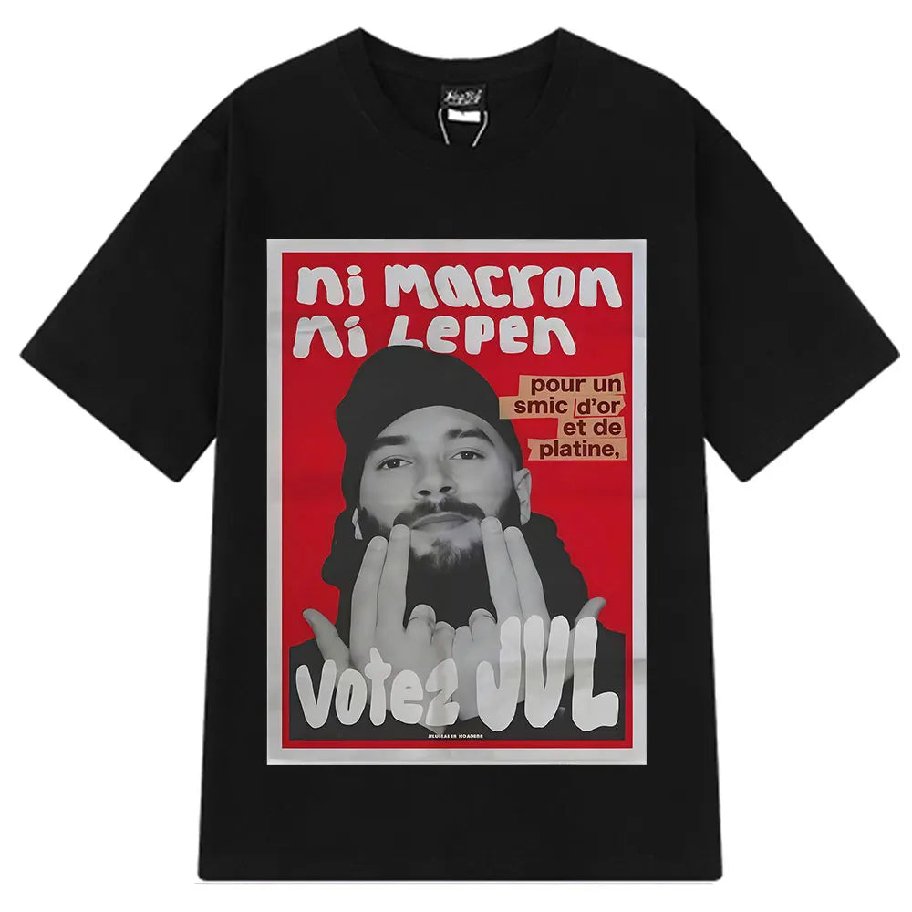 French Rapper Vote JUL Fashion Graphics T-shirts Men Women Hip-hop T-shirt Short-sleeved Casual Oversized T Shirt Streetwear