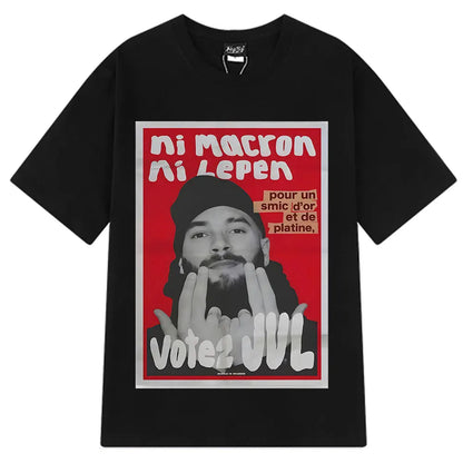 French Rapper Vote JUL Fashion Graphics T-shirts Men Women Hip-hop T-shirt Short-sleeved Casual Oversized T Shirt Streetwear