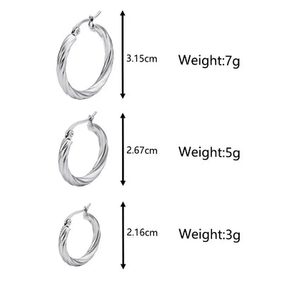 3pair/set Simple Twist Circle Round Hoop Earrings for Women Waterproof Stainless Steel Huggie Ear Buckle Statement Jewelry 2025