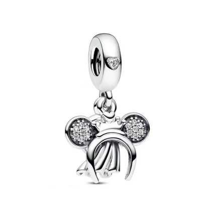 2025 New Disney Beautiful Princess Dress Bead Pendant 925 Silver Suitable for European Original Bracelet DIY Exquisite Jewelry