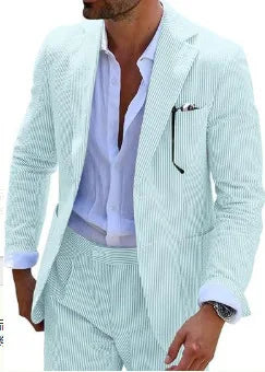 2025 Spring New Men Digital Print Casual Suit Set Jacket Pants Two Piece Cross Border Trade