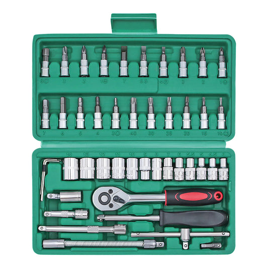 Motorcycle Repair Tool Kit 1/4-Inch Socket Set Car Repair Tool Ratchet Torque Wrench Combo Auto Repairing Set Mechanic Tools