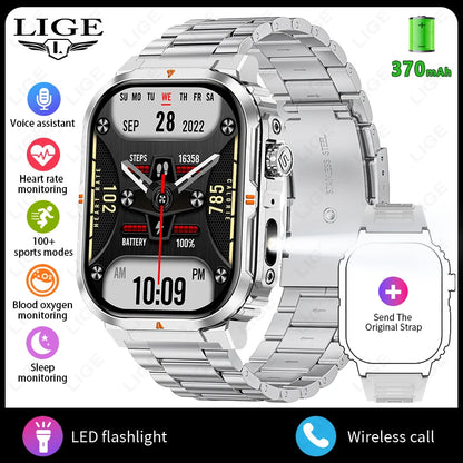 New Smart Watch For Men Women 2.01inch Large Screen Bluetooth Call LED Flashlight Sports Fitness Bracelet Waterproof Smartwatch