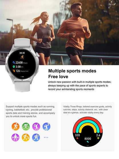 2025New Smart Watch Men Full Circle HD Screen Wireless Call Smartwatch Call Reminder GPS Sports Track Bracelet Music Clock+ Gift