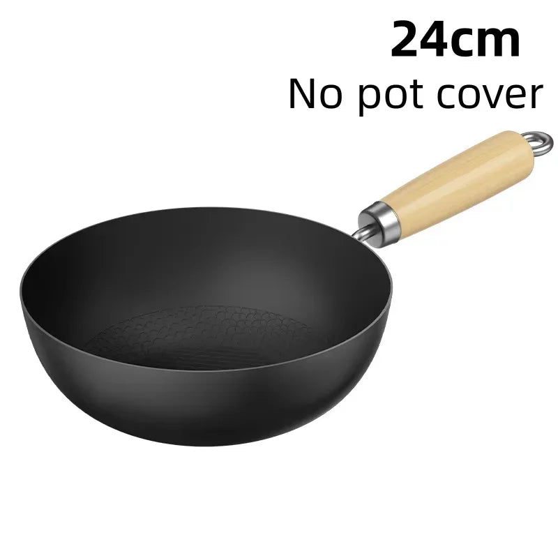 Small Wok 20/24cm Household Cast Iron Non-stick Steak Food Pan for Gas Stove Induction Cooker - Kitchen Frying Essential