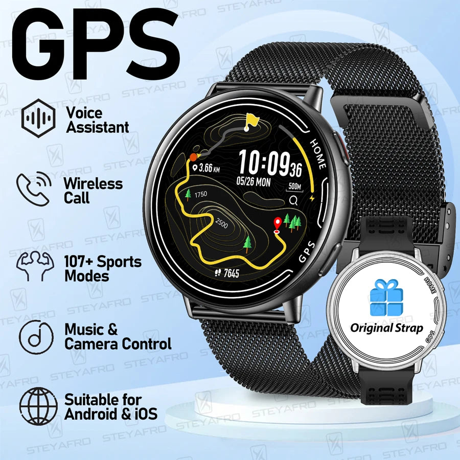 Smart Watch for Men Women Built-in GPS Fitness Watch with BT Calls 100+ Sport Modes IP68 Waterproof Smartwatch for Android iOS
