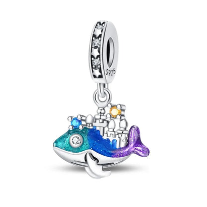 925 Sterling Silver Luminous Color-Changing Shark Dangle Charm Animals Pendant Fit Original Bracelet DIY Women Jewelry Gift