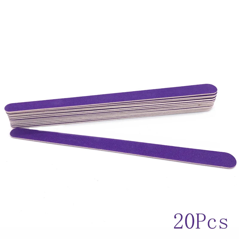 20Pcs/Lot Double Sided Thin Nail Files Rose Blue Purple Sandpaper Small Files 180 Grit Wooden Round File Care Nails Beauty Tools