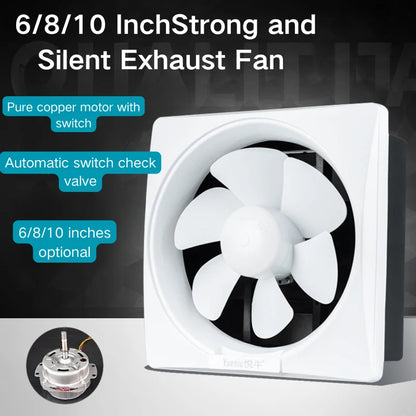 6/8/10 Inch Powerful Silent Ventilation Fan Exhaust Fan Wall Exhaust Fan Kitchen Household Silent Bathroom Window Exhaust Fan