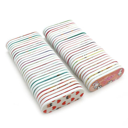 100pcs Cute Cartoon Nail Files Print Mini Double-Sided Nail File Set Sponge Buffer Cuticle Care Buffing Sticks Beauty Tools